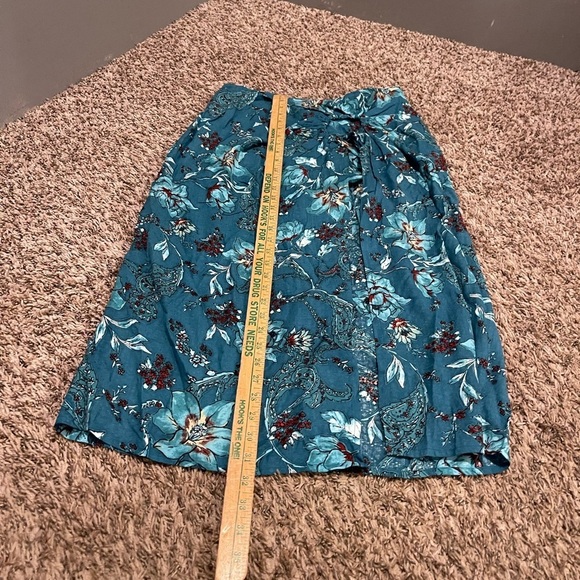 Band of the free nwt CELENE TEAL FLORAL LAYERED MIDI SKIRT - Picture 6 of 10